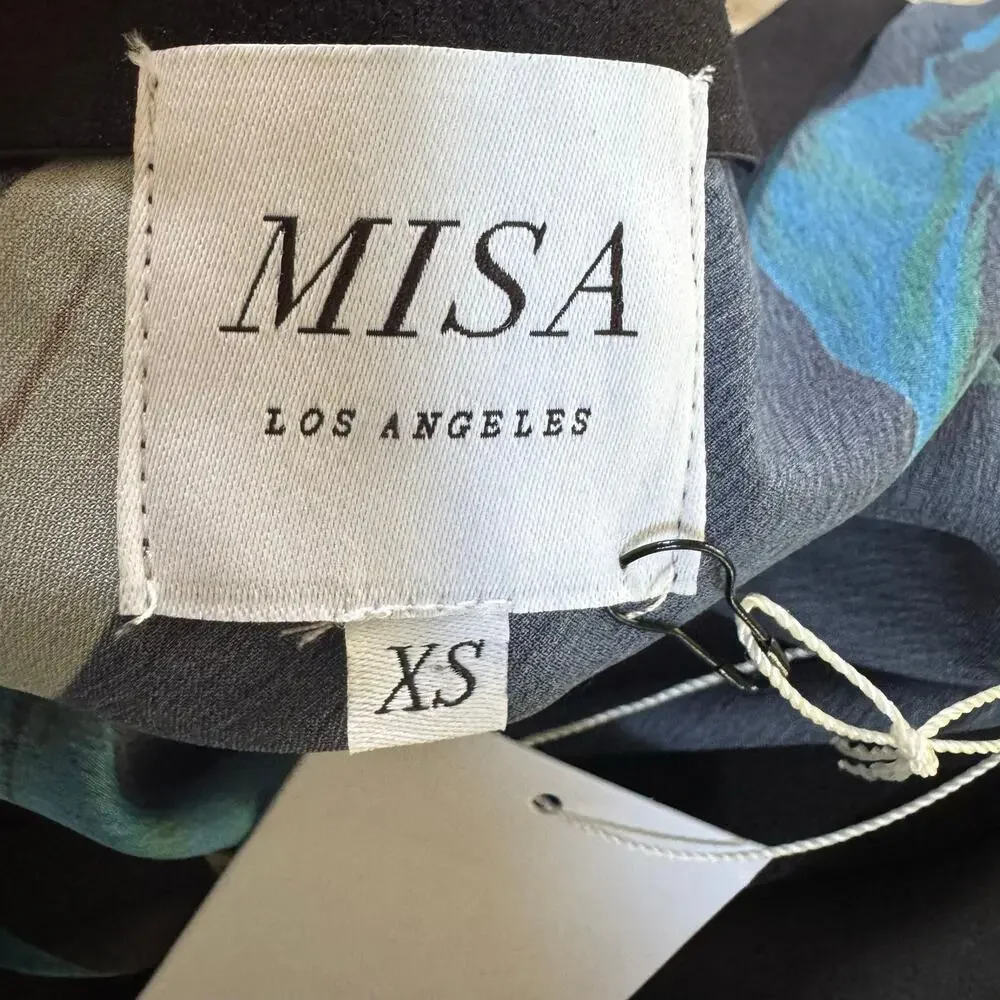 NWT MISA Los Angeles Fay Midi Skirt Nightshade Floral Black Size XS